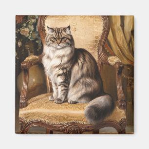 Regal Persian Cat Vintage Style Painting Art Magnet