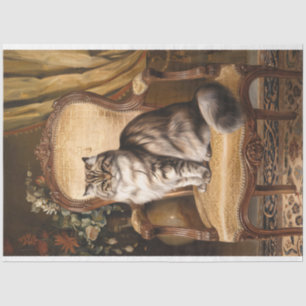 Regal Persian Cat Vintage Style Painting Decoupage Tissue Paper