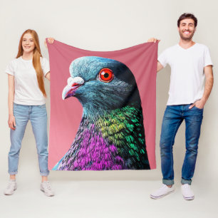 Regal Pigeon Majesty Vivid Realistic Bird Portrait Fleece Blanket