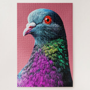 Regal Pigeon Majesty Vivid Realistic Bird Portrait Jigsaw Puzzle