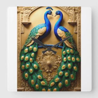 Regal Plumage: Peacock Design Wall Clock - Time in