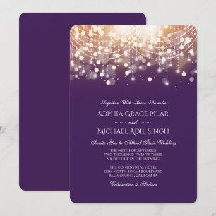 Regal Purple and Gold Bokeh Lights Invitation