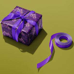 Regal Purple and Gold Merry Christmas Luxury Wrapping Paper
