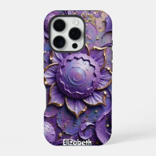 Regal Purple Floral Abstract Art iPhone 16 Pro Case