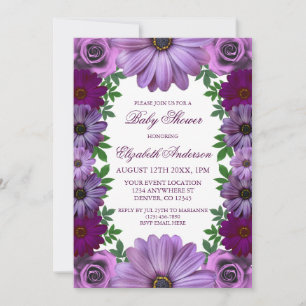 Regal Purple Floral Baby Shower Invitation