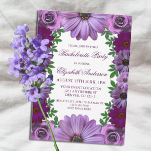 Regal Purple Floral Bachelorette Party Invitation