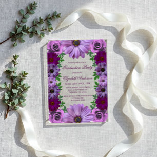 Regal Purple Floral Graduation Party Acrylic Invitations