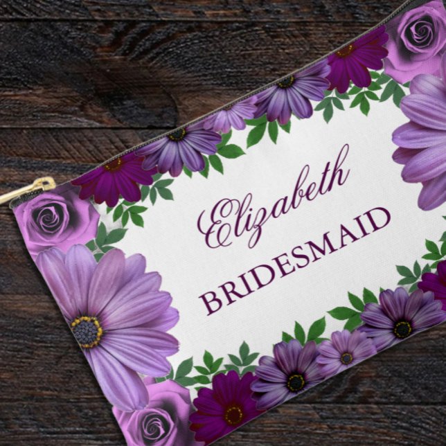Regal Purple Floral Wedding Accessory Pouch (Creator Uploaded)