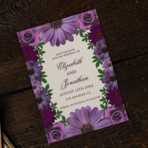 Regal Purple Floral Wedding Save The Date