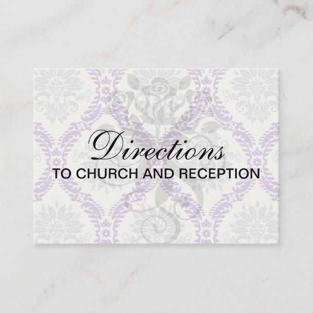 regal purple grey and cream damask design enclosure card (Front)