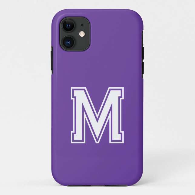 Regal Purple Solid Colour | Minimalist Monogram Case-Mate iPhone Case (Back)