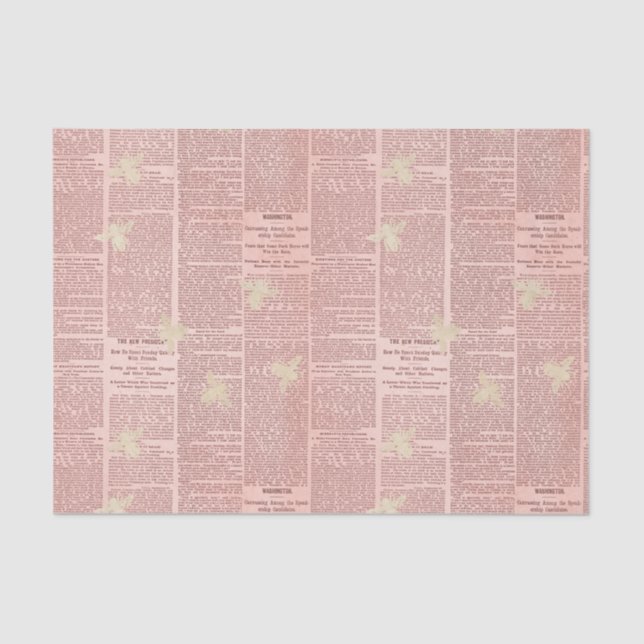 Regal Queen Bee Pink Newspaper Tissue Paper (Front)