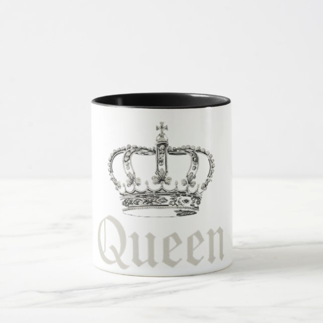 Regal Queen Crown Majestic Text Design Mug (Center)