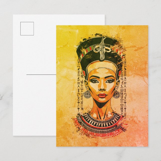 Regal Queen of Egypt – Modern Neo-Pharaoh Art Postcard (Front/Back)