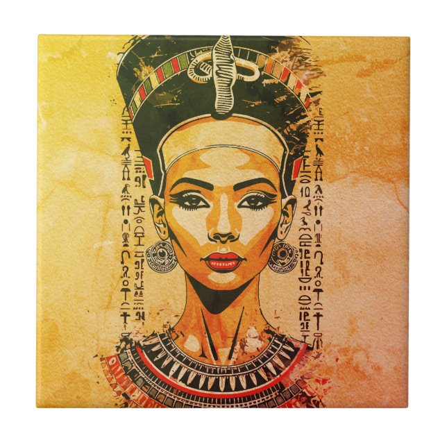 Regal Queen of Egypt – Modern Neo-Pharaoh Art Tile (Front)