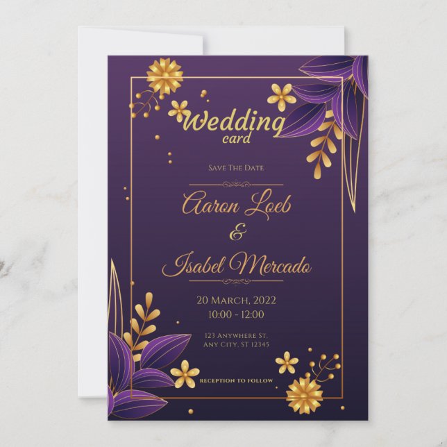 "Regal Radiance, Love in Lavender." Invitation (Front)