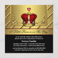 Regal Red and Gold Crown Prince Baby Shower