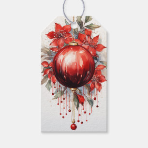 Regal Red Poinsettia: Richness of Red Gift Tags