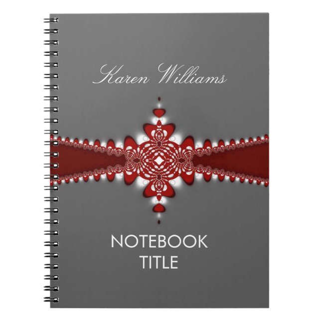 Regal Red Ribbon Silver Notebook (Front)