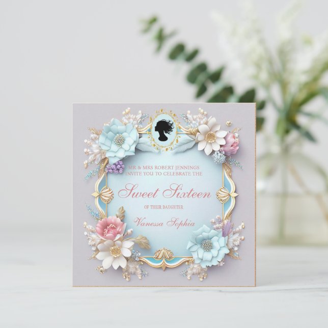 Regal Regency Era Sweet Sixteen Invitation (Standing Front)