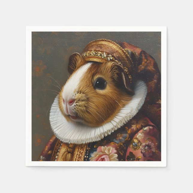 Regal Renaissance Guinea Pig Portrait Napkin (Front)