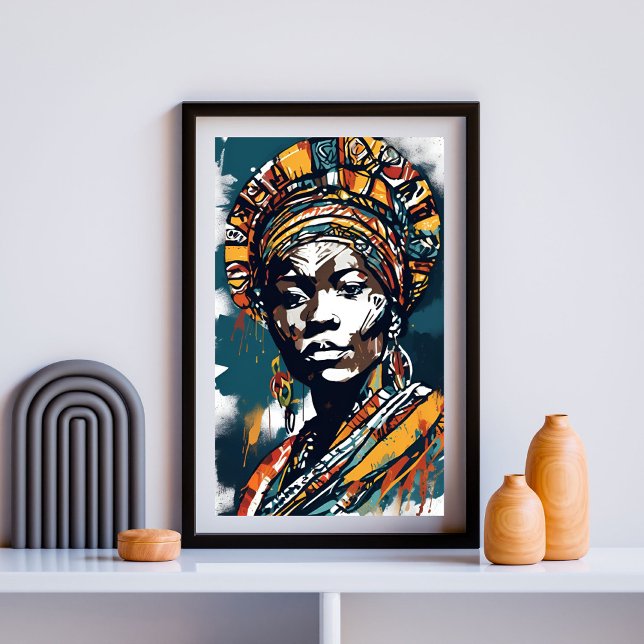 Regal Resolve –Afrocentric Bold Portrait Art Print (Creator Uploaded)