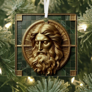Regal Reverence Jesus In Gold Metal Tree Decoration