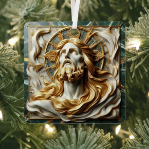 Regal Reverence Jesus In Gold Metal Tree Decoration