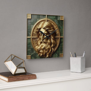 Regal Reverence Jesus In Gold Square Wall Clock