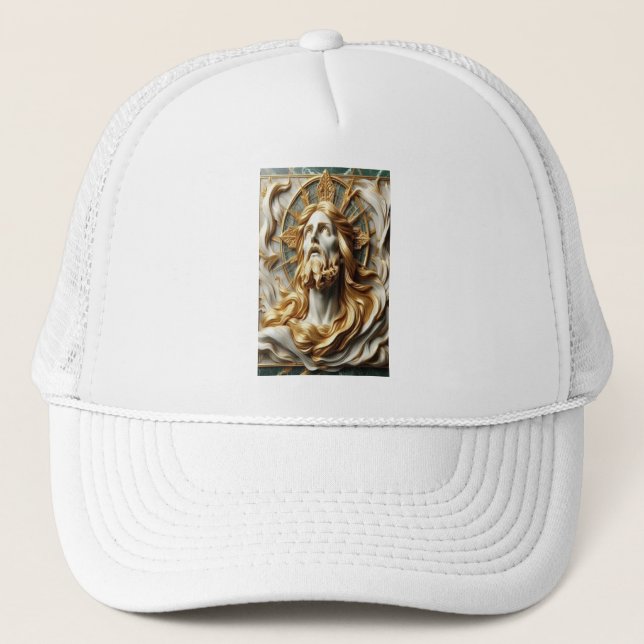 Regal Reverence Jesus In Gold Trucker Hat (Front)