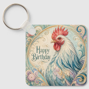 Regal Rooster Birthday Flourish Key Ring