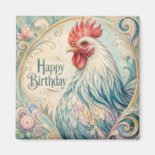 Regal Rooster Birthday Flourish Magnet