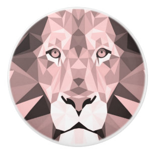 Regal Rose Geometric Lion Head Ceramic Knob
