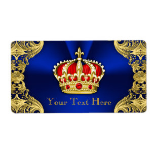 Regal Royal Blue Prince Baby Shower Water Bottle