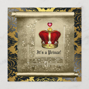 Regal Royal Red Prince Baby Shower Invitation