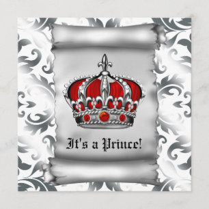 Regal Royal Red Prince Baby Shower Invitation