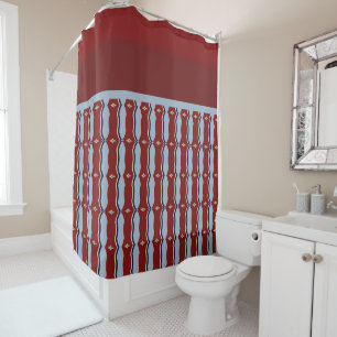 Regal Ruby Lattice: Elegant Geometric Shower Curtain
