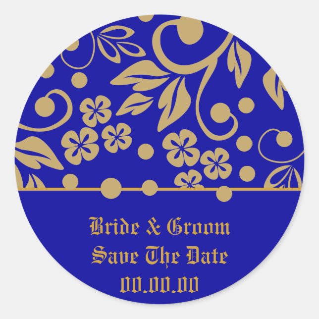 Regal Save The Date Wedding Stickers (Front)
