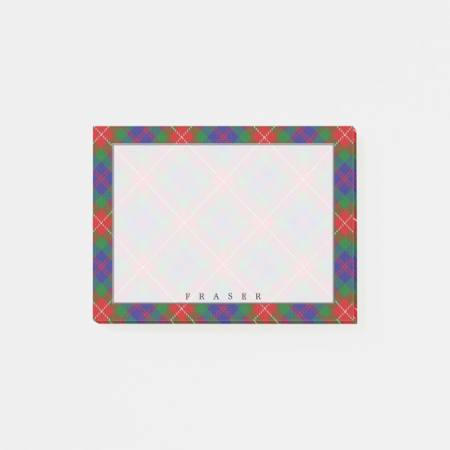Regal Scottish Clan Fraser of Lovat Tartan Post-it Notes (Front)
