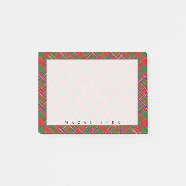 Regal Scottish Clan MacAlister Tartan Post-it Notes (Front)