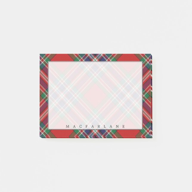 Regal Scottish Clan MacFarlane Tartan Post-it Notes (Front)
