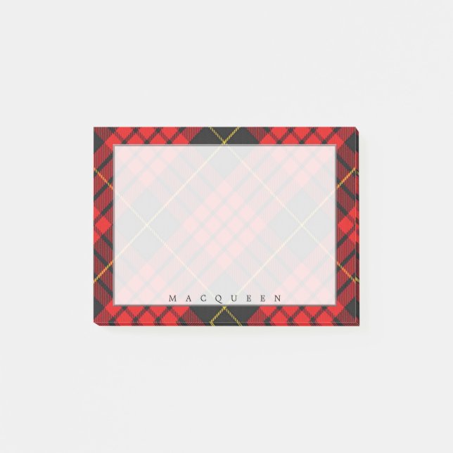 Regal Scottish Clan MacQueen Tartan Post-it Notes (Front)