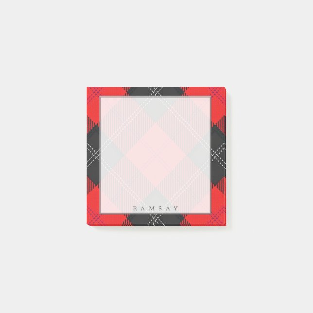 Regal Scottish Clan Ramsay Red and Black Tartan Post-it Notes (Front)
