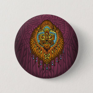 Regal Spirit Lion Ornate Tribal Mandala Roar 6 Cm Round Badge
