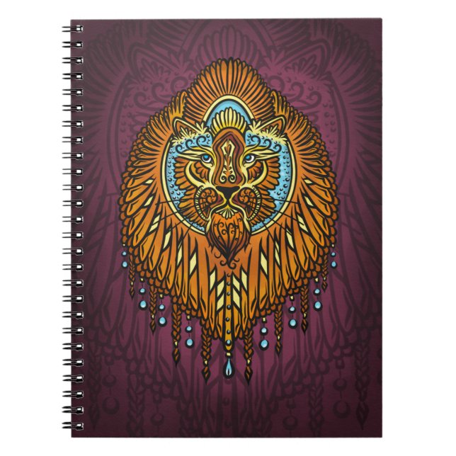 Regal Spirit Lion | Ornate Tribal Mandala Roar Notebook (Front)