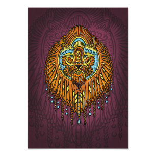 Regal Spirit Lion Ornate Tribal Mandala Roar Photo Print