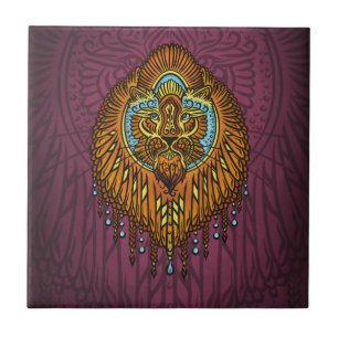 Regal Spirit Lion Ornate Tribal Mandala Roar Tile