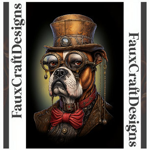 Regal Steampunk Boxer Dog Decoupage Left 117 Tissue Paper