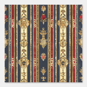 Regal Strips Gold Red Blue Rose Peel and Stick Wallpaper
