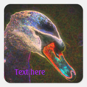 Regal Swan Abstract Art Nature Personalised Square Sticker